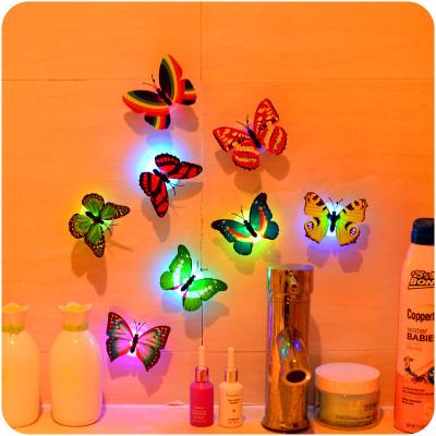 China Plastic+ LED Light Clear Plastic+ LED Color Changing LED Butterfly Decoration Moth 3D Sticker Light Wall Light Decor For Party Garden Backyard Lawn Party for sale