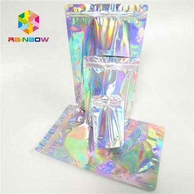 China Lip Gloss Packaging Luxury Iridescent Packaging Bags Resealable Aluminum Foil Hologram Bags For Cosmetic Gift Packaging for sale