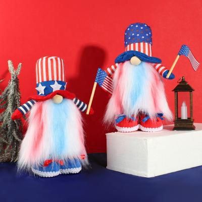 China Modern Gnomes 4th of July Independence Day Plush Dolls with USA Flag Cute Faceless Gnomes Party Home Decorations for sale