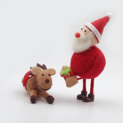 China Christmas Decoration Opens Christmas Decoration Opens Gifts Santa Elk Set Xmas Garland Wool Felt Ornaments Santa Plush Doll Showcase Crafts for sale