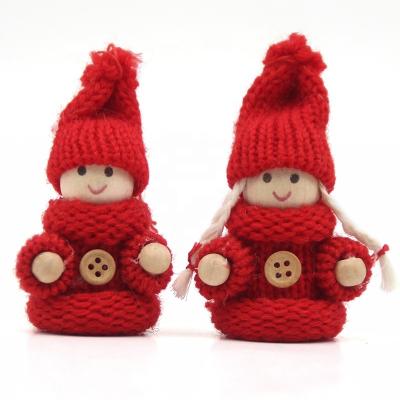 China Christmas Decoration Holiday Ornaments Snowman Girl Plush Doll Wool Felt Christmas Tree Hanging Handmade Felt Christmas Doll Set for sale