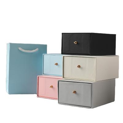 China Recycled Materials Custom Printing Hard Rigid Cardboard Luxury Slide Box With Ribbon Rope Gift Sleeve Drawer Box Packaging for sale