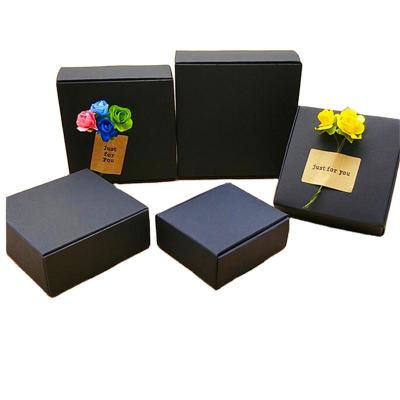 China Small Recyclable Black Cardboard Craft Gift Packing Box Handmade Candy Paper Packing Cardboard Soap Packing Box for sale