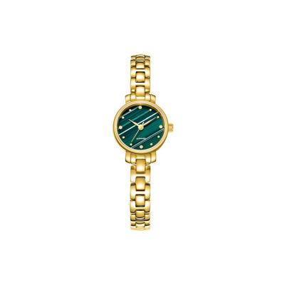 China Waterproof Material Green Dial Women Malachite Alloy Gold Quartz Strap Luxury Watches for sale