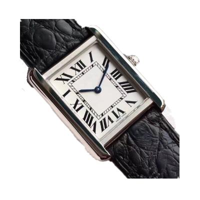 China New Arrival Non-Specific Leisure Style Square Case Watch Classic Roman Numerals Charm Black Leather Watch Japan Movement Orologio for sale