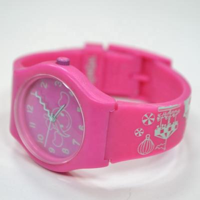 China Factory Direct Waterproof Plastic Case Cartoon Figure Printed Band Rose Girls Quartz Female Reloj Watches for sale