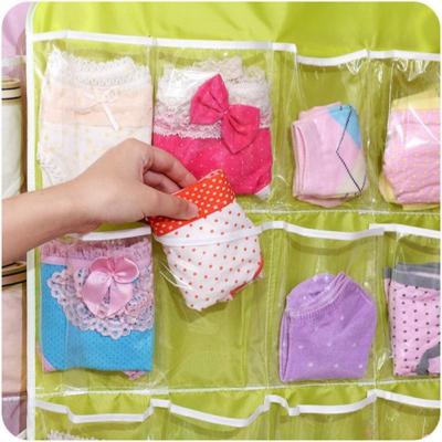 China Sustainable 16 Pockets Wall Hanging Storage Bags Cosmetics Toys Bags Mounted Wardrobe Organizer Underwear Sock Jewelry Sorting Ba for sale