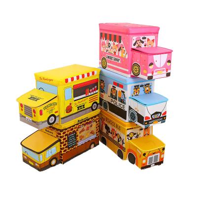 China Factory sellingKids Folding Toy Storage Box Foldable Toy Car Organizer Box Multipurpose Vehicle Folding Stool Sofa Storage for sale