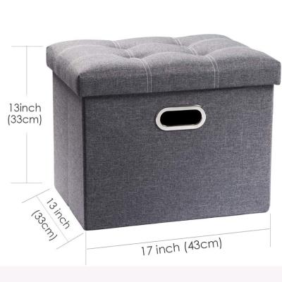 China Storage Ottoman With Folding Storage Stool Bench Foot Canvas Stool With Lid for sale