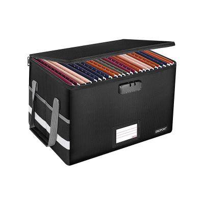 China Sustainable Collapsible Fireproof Document File Storage Organizer Box Filing Box With Handle Portable Home Office for sale