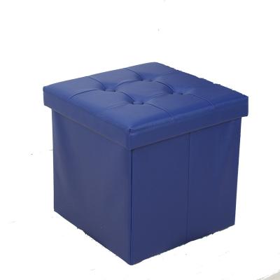 China Eco-friendly Putting Accept Custom PVC Leather Folding Home Storage Stool With 4 Buttons for sale