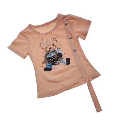 China Child Wear Summer Solid Color Plaid Flight Sleeve Anti-Shrink Custom T-Shirt For Kids Girls Teens for sale