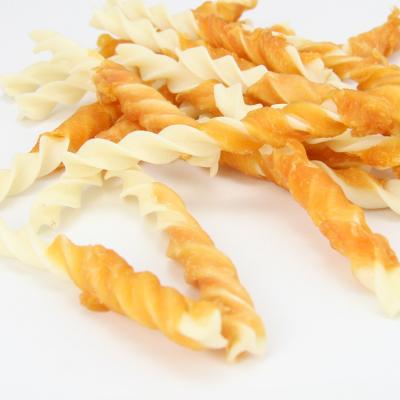 China Stocked Hot-selling OEM ODM Chicken Wrap Twist Dog Snacks Dog Food Treats Pet Treat Wholefacture for sale