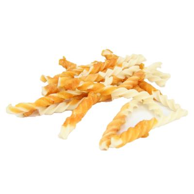 China Healthy Stocked Dog Treats OEM ODM Chicken Wrap Twist Dog Snack Treats Pet Treat Wholefacture for sale