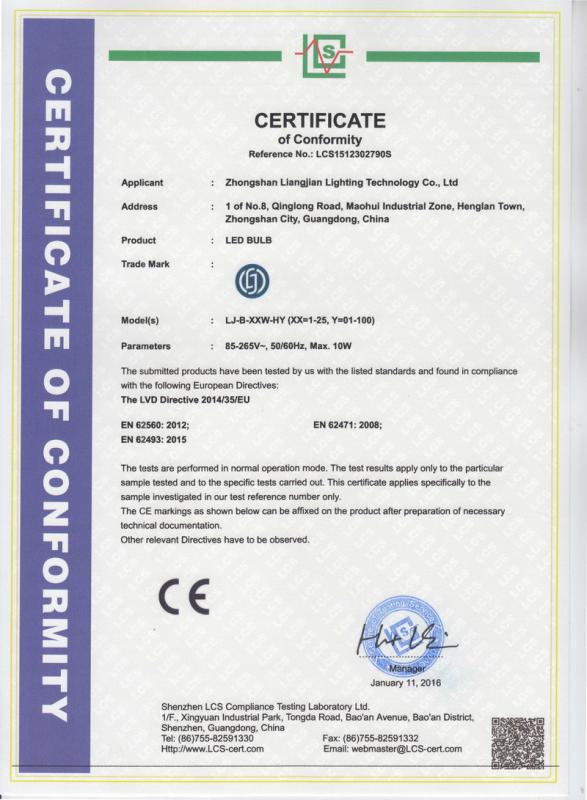 CE - Zhongshan Liangjian Lighting Technology Co., Ltd.