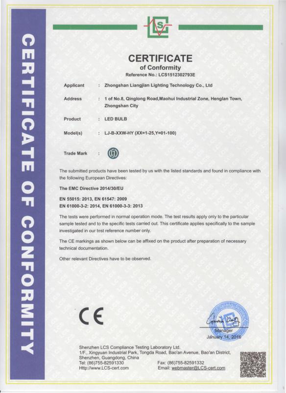 CE - Zhongshan Liangjian Lighting Technology Co., Ltd.