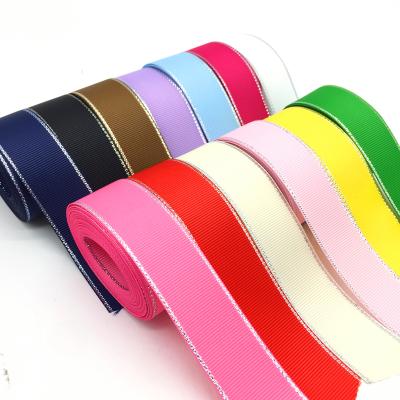 China Wedding Metallic Decoration Ribbon Edge Grosgrain Ribbon Silver Metallic Hair Bow for sale