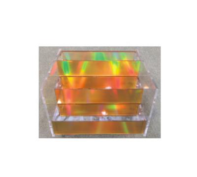 China Holographic Acrylic Cosmetic Display/Acrylic Acrylic Cosmetic Organizer/Gold for sale