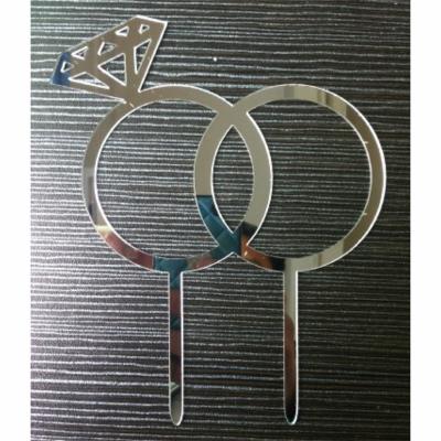 China Mirror Acrylic Wedding Circle Ring Cake Topper for sale