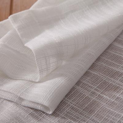 China Pure Breathable White Polyester Textile Custom Curtain Thread Canvas Yarn Curtain Fabric Blackout Thickened Stock Cross Roll for sale