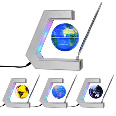 China Gifts 3 To 6 Inches Globe With Colorful LED Light, Desk Decorate Floating Levitating World Map for sale