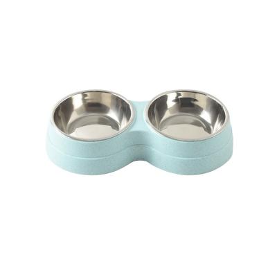 China Color Sustainable Custom Puzzle Slow Feeder Non Skid Double Stainless Steel Pet Bowls for sale