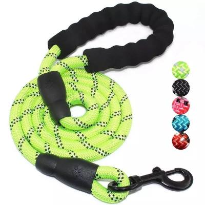 China DETACHED High Quality Eco-Friendly Nylon Dog Rope Leash With Comfortable Padded Handle Yarns Highly Reflective Dog Leashes for sale