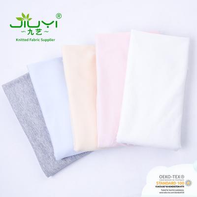 China Plain Eco-friendly Soft Fabric Plain GOTS Organic Single Jersey Knit Baby 100% Organic Cotton Fabric For T-shirt for sale