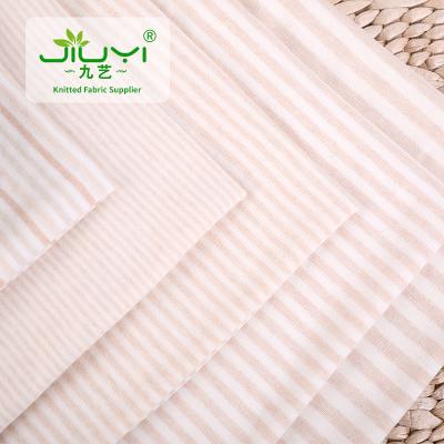 China Stretch Factory Certified Natural Stripe Colored 100% Pure Cotton Fabric For Baby Clothing for sale