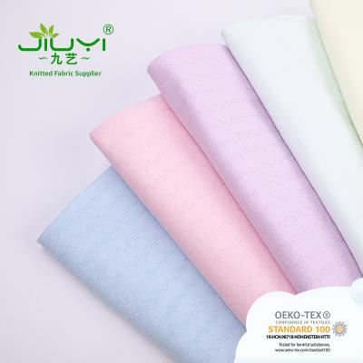 China Cheap organic 100% cotton knitted plain double stitch jacquard fabric with vertical stripe for baby clothes from china for sale