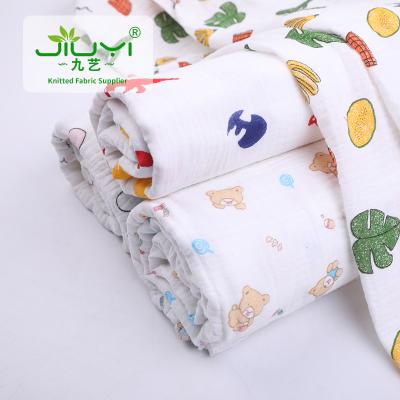 China Sustainable new product eco-friendly 100% cotton double crepe printed gauze fabric online for baby blanket for sale