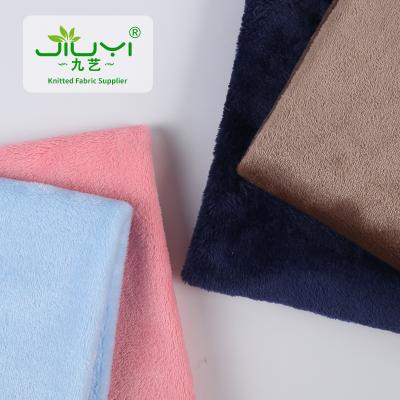 China Double faced wholesale polyester double side flannel fleece heavy soft knitting fabric for blanket and nightgown in stock for sale