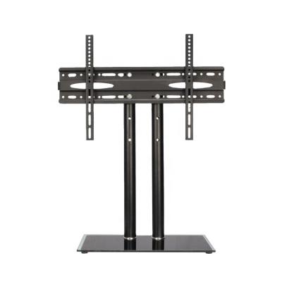 China Galss Amazon Hot Selling Good Quality Steel Floor TV Stand Table Top Cold Rolled Steel LCD Led Brackets For VESA 600 x 400mm With Two Tube Support for sale