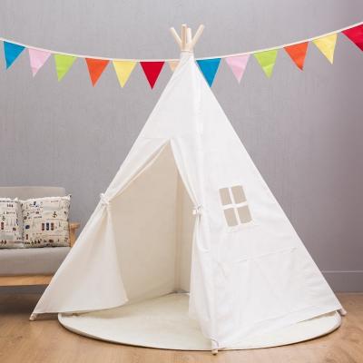 China Indian Kids Cotton Teepee Portable Canvas Tent Kids Play Tent Kids Playhouse, White Class One Window Style for sale