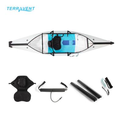 China Hot Selling PVC Terravent K2 Single Seat 1 Person Boat Fold Portable Foldable Origami Canoe Plastic Kayak for sale