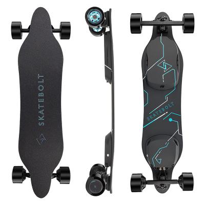 China 2020 new fashionable wholesale new skatebolt bamboo fiberglass 28 M/H max speed double hub motor longboard electric skateboard for sale