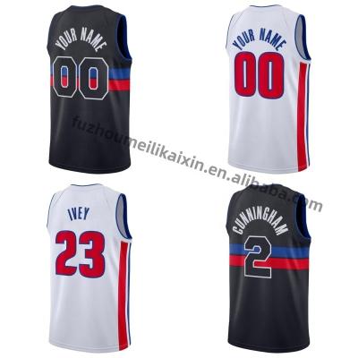 China Teal American Team Piston Basketball #2 Detroit Basketball Uniform Cunningham #23 Ivey City Stitched Wholesale QUICK DRY Mens Tank Top for sale