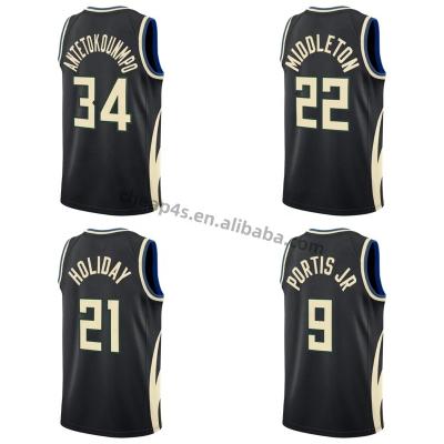 China Wholesale Cheap Mens QUICK DRY Tank Top MIL Milwaukee Buck Stitched Basketball Black Quick Dry #34 Uniform Antetokounmpo The Retro for sale