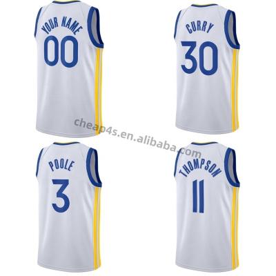 China Curry #30 #3 Poole uniform wholesale cheap usa royal quick dry basketball jersey Golden State warrior quilted retro QUICK DRY basketball for sale