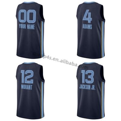 China Navy USA Retro Team Basketball Uniform Quick Dry #12 Ja Morant #4 Adams Men's Cheap MEM Grizzlie QUICK DRY Basketball Jersey Wholesale for sale