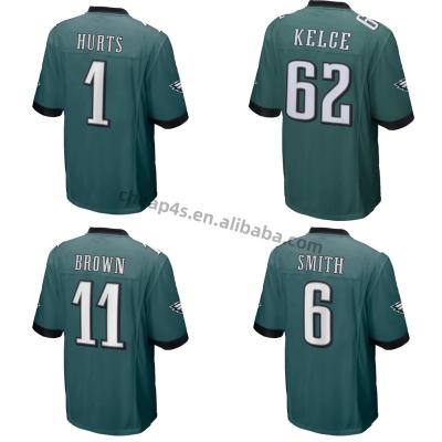 China Green Pique Football #1 USA Uniform Men's Quick Dry Philadelphia Eagle American Football Jersey Wholesale Hurts #6 Smith for sale