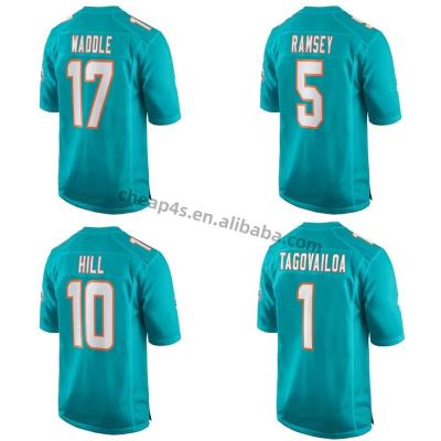 China Miami Dolphin American Football QUICK DRY Jersey Wholesale Aqua Stitched USA Football Mens Quick Dry #17 Uniforms Waddle Hill #10 for sale