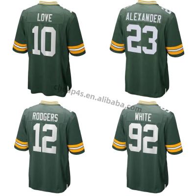 China Love #10 #12 Rodgers Wholesale Green Bay Men's United States Soccer Quick Dry Packer Jersey QUICK DRY American Football Jersey Green Stitched Uniform for sale