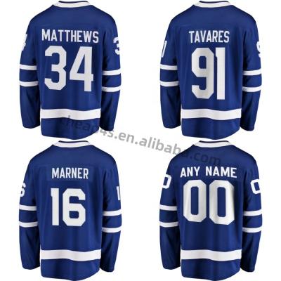 China breathable & durable custom ice hockey jersey toronto city stitched embroidery men royal maple leaf wear #34 Auston Matthews 91 Tavares for sale