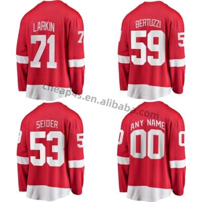 China breathable & durable custom ice hockey jersey detroit city stitched red team #71 mens wing uniform dylan larkin 59 tyler bertuzzi for sale