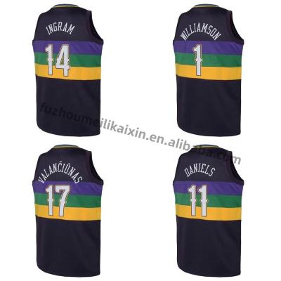 China Wholesale Cheap Wholesale Mens New Orleans Pelican New Orleans Antibacterial Basketball Tank Top Navy USA Retro Team Basketball Uniform Quick Dry #1 Williamson for sale