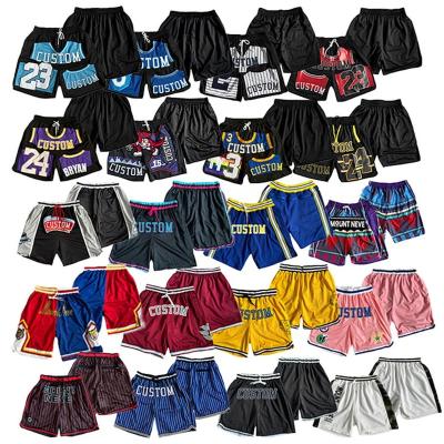 China 2022 Newest Antibacterial Just Fit USA America Size Men Breathable Vintage NBAA Pocket Embroidered Basketball Shorts for sale