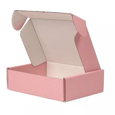 China Custom Materials Colorful Logo Recycled Corrugated Shoes Paper Box Cosmetic Mailing Pink Corrugated Clothing Packaging Box for sale