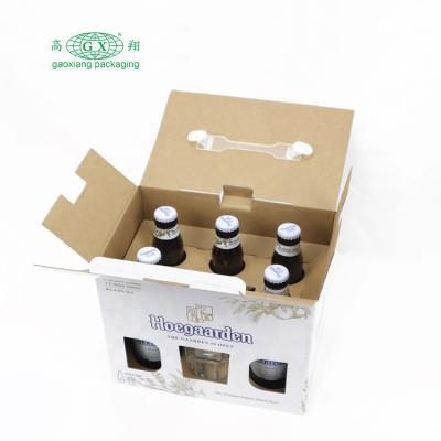 China Recycled Materials Custom Cardboard 6 Colored Printing Bottle Wine Box With Handle Cardboard for sale