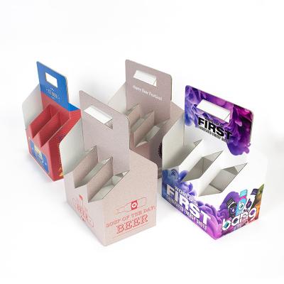 China Recycled Materials Customized Corrugated Cardboard Kraft Paper Wine Drink Bottle Carrier Box Cardboard 6 Pack Beer Box for sale